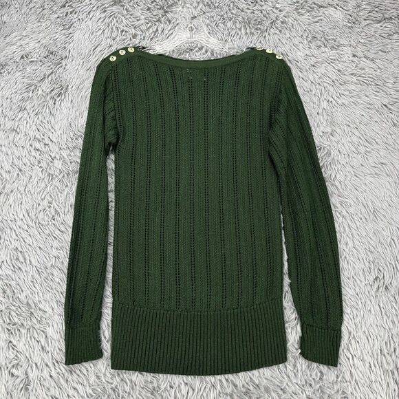 Vintage Ami Knits Pullover Sweater Women's 4 Green‎ Open Knit 80's Button Retro - Picture 1 of 10